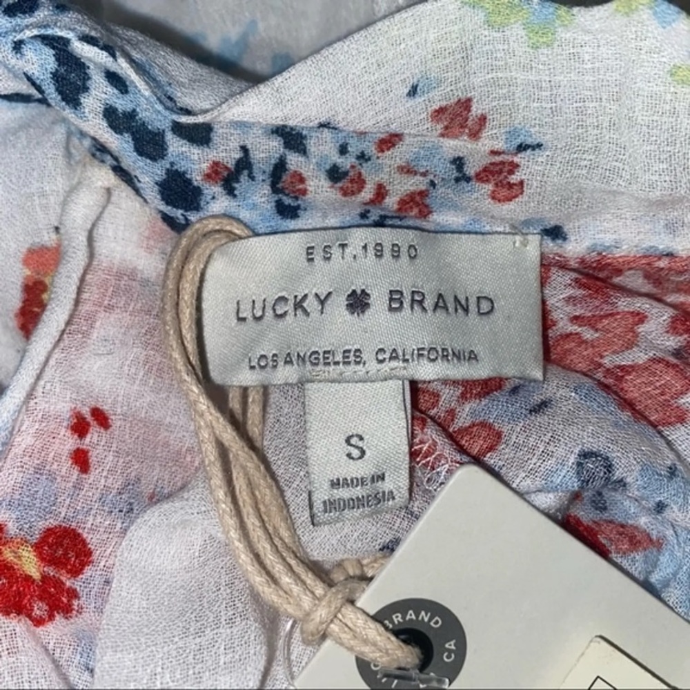 LAST CHANCE! Lucky Brand Shirt Women's Size Small White Floral Blouse - Picture 4 of 5